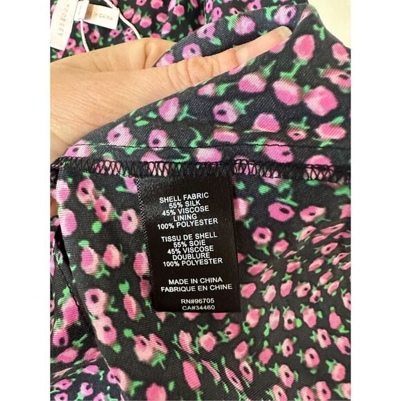 NWT REBECCA TAYLOR Sleeveless Wild Rose Black Pink V-Neck Silk Blouse Tank Size - Picture 5 of 8